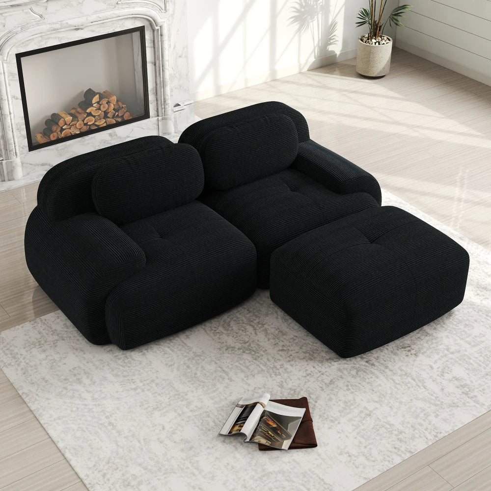 Canapé d'Angle Modulable Como Prestige en Tissu Côtelé