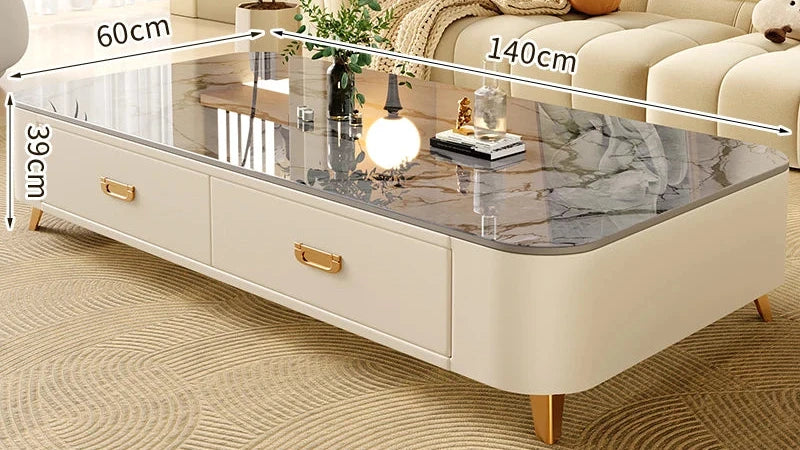 Table basse Prestige avec rangement, finition pierre