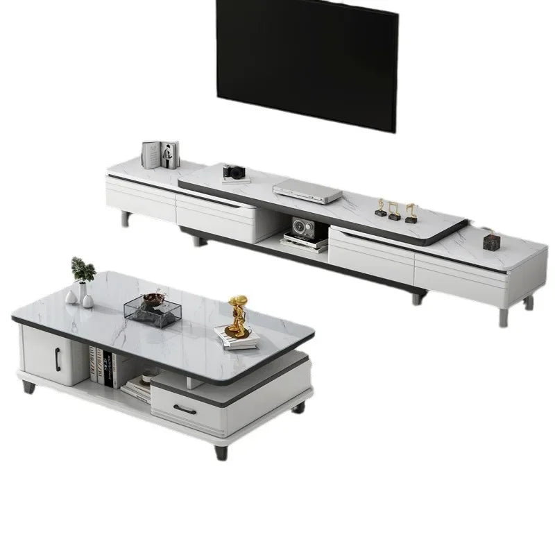 Meuble TV Prestige LED avec Étagères en Verre