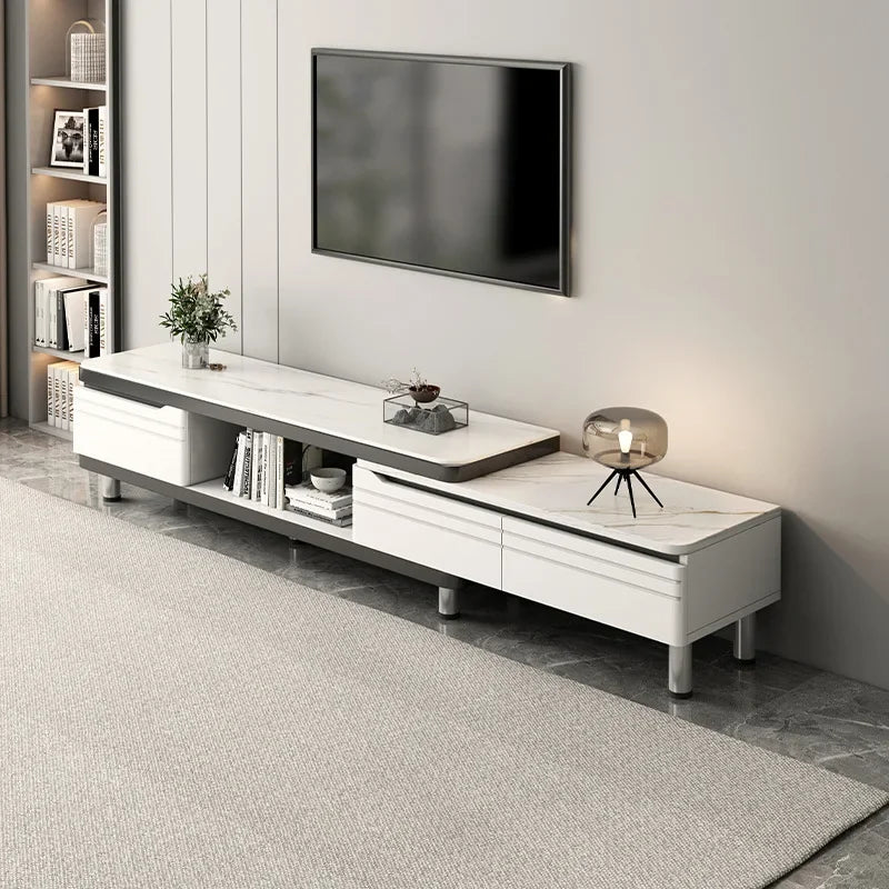 Meuble TV Prestige LED avec Étagères en Verre